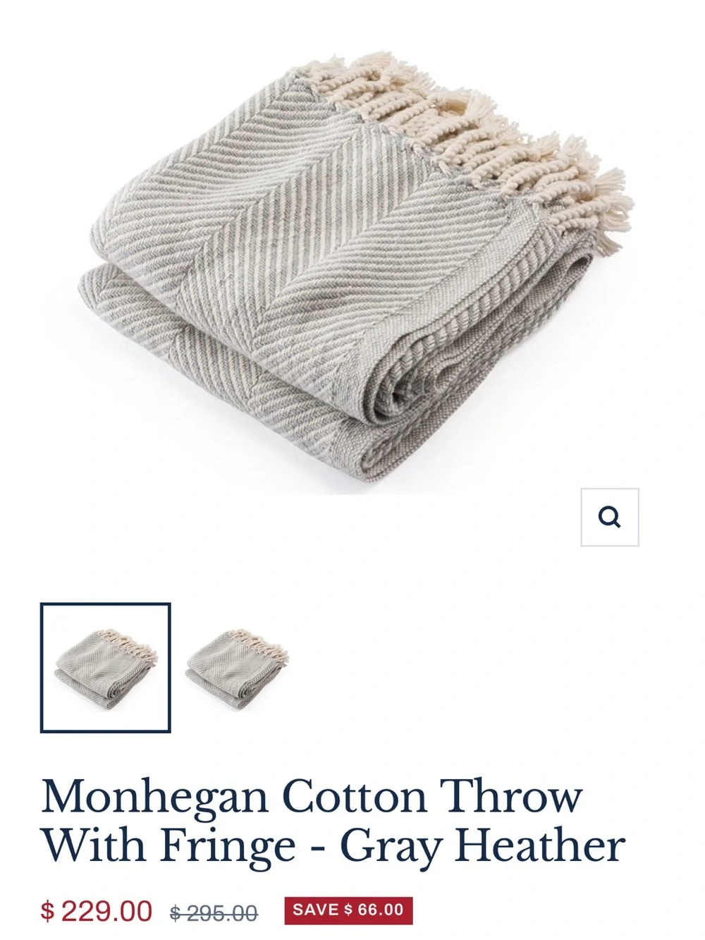 Fairbault Mill Mohegan Cotton Throw With Fringe - Gray Heather